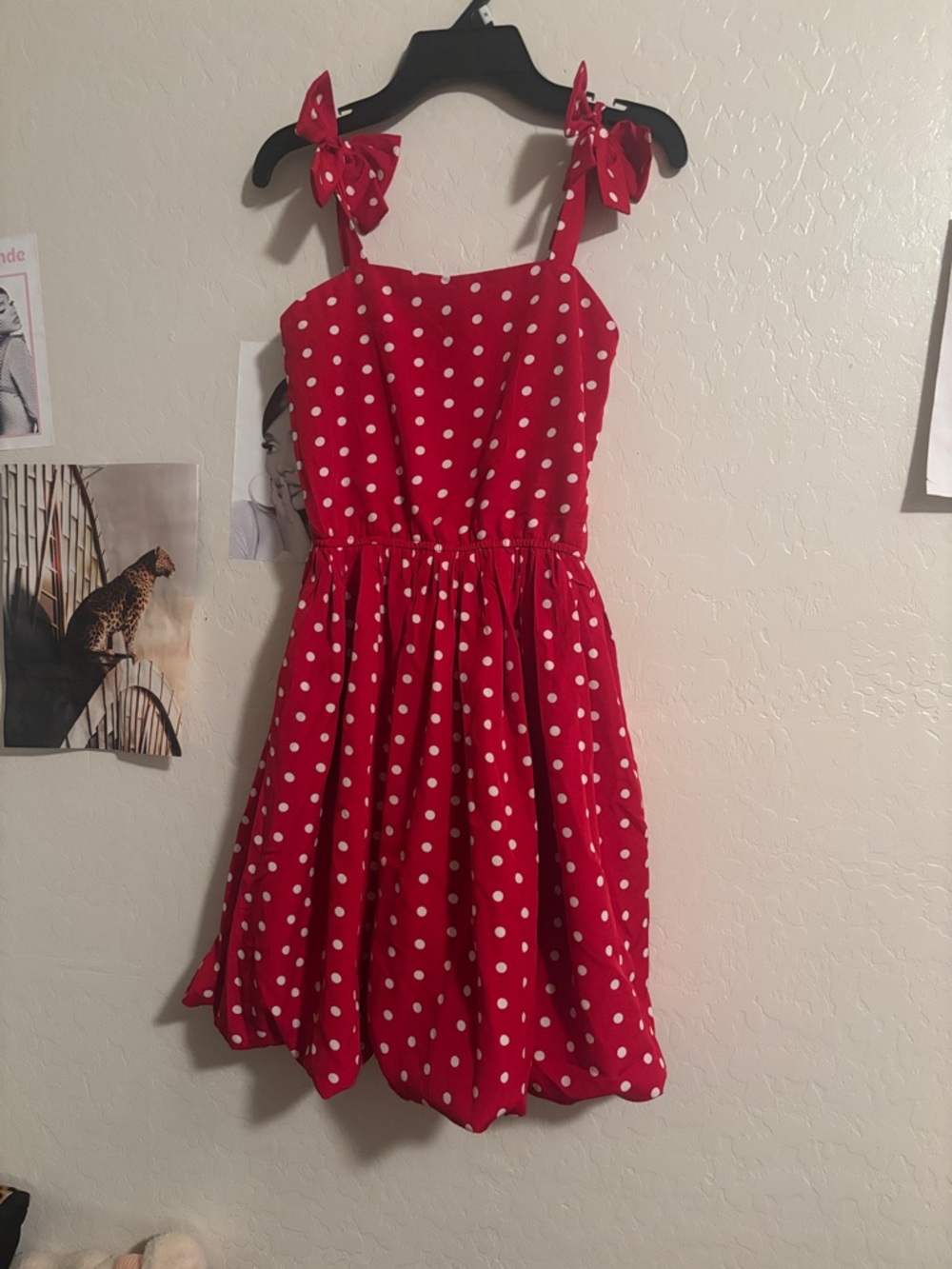 Girls Red Polka Dot Tie-Shoulder Dress